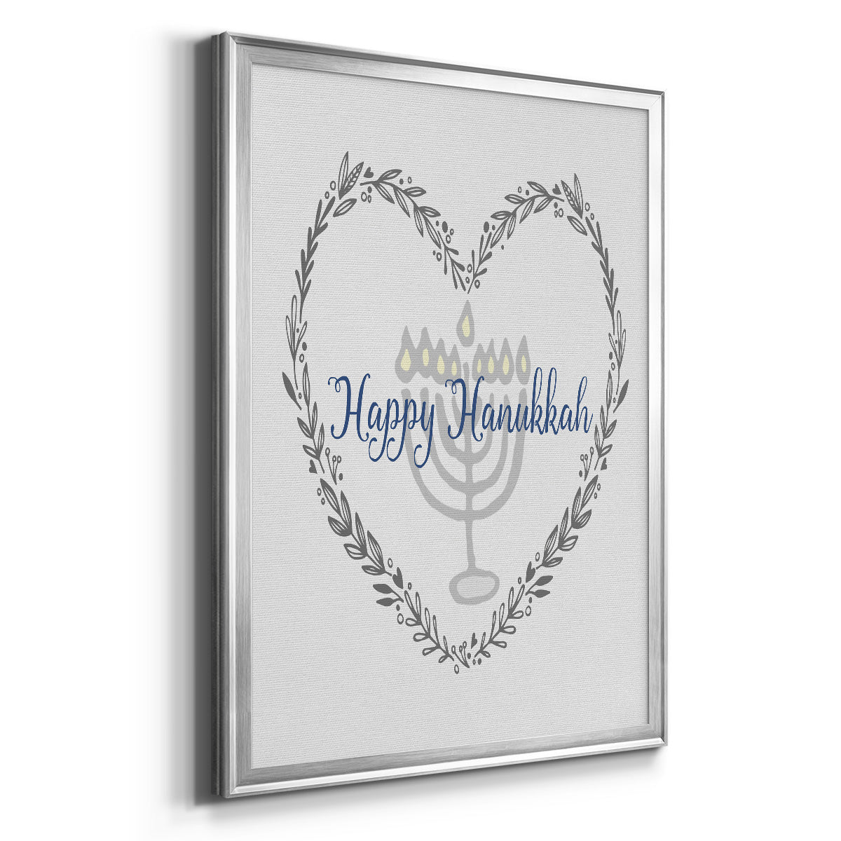 Hanukkah Heart Premium Framed Print - Ready to Hang