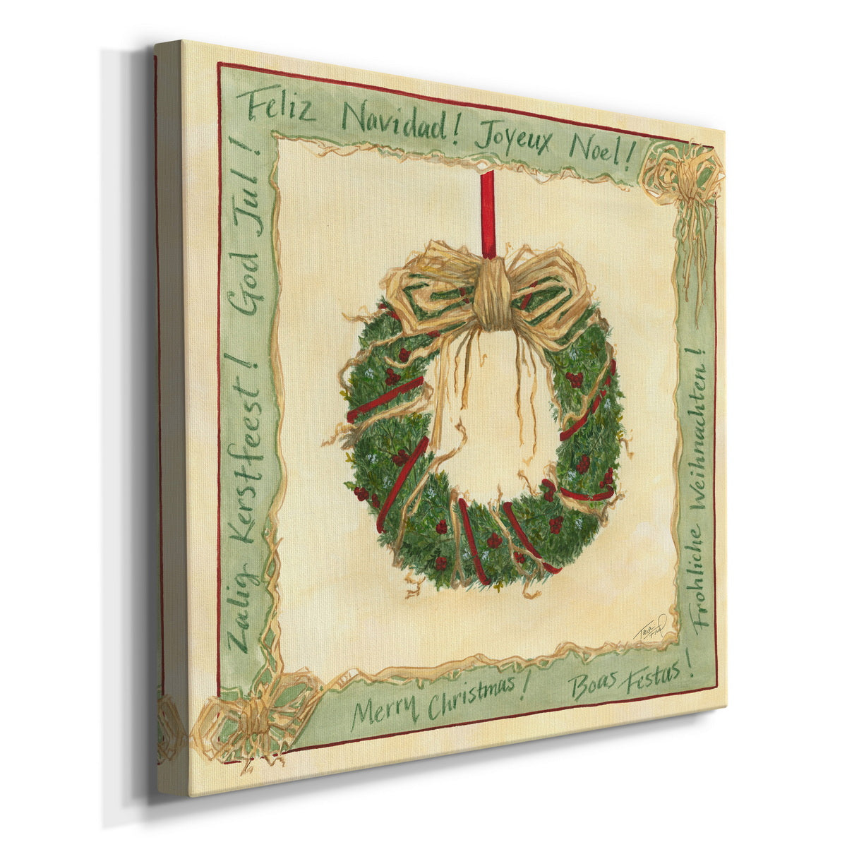 Raffia Wreath I-Premium Gallery Wrapped Canvas - Ready to Hang