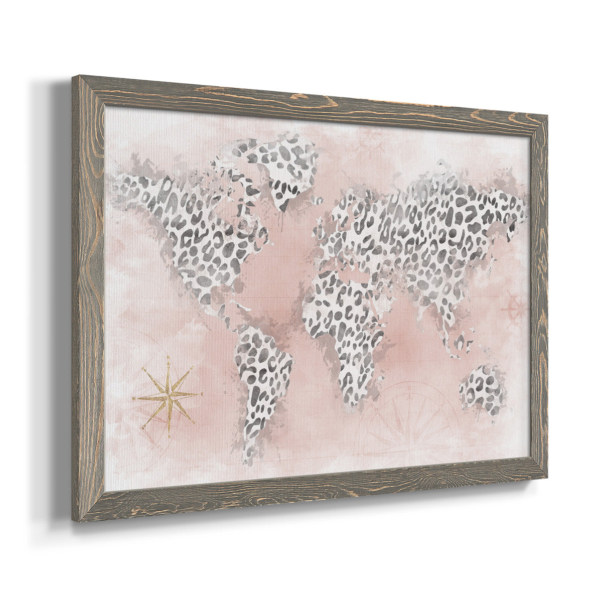 Pink Cheetah Map-Premium Framed Canvas - Ready to Hang