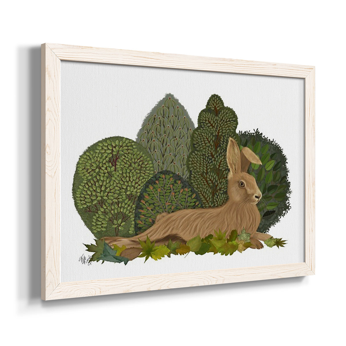 Hare Reclining in Leaves-Premium Framed Canvas - Ready to Hang