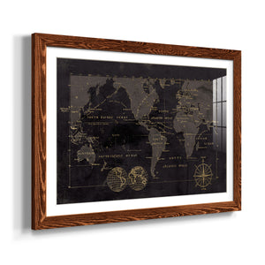 Black Gold Map-Premium Framed Print - Ready to Hang