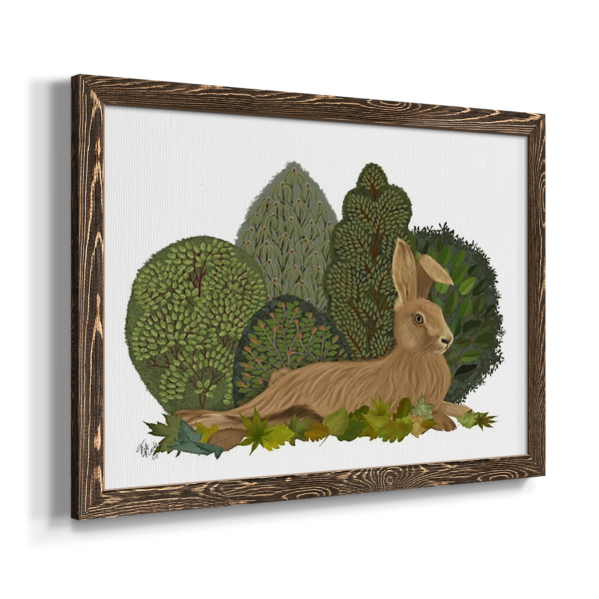 Hare Reclining in Leaves-Premium Framed Canvas - Ready to Hang