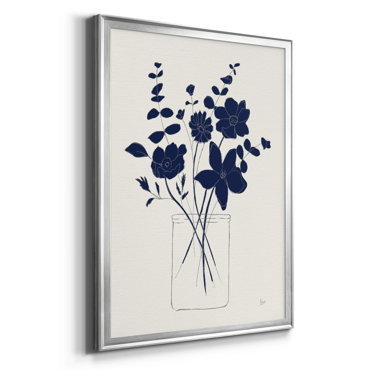 Indigo Sketch Bouquet I Premium Framed Print - Ready to Hang