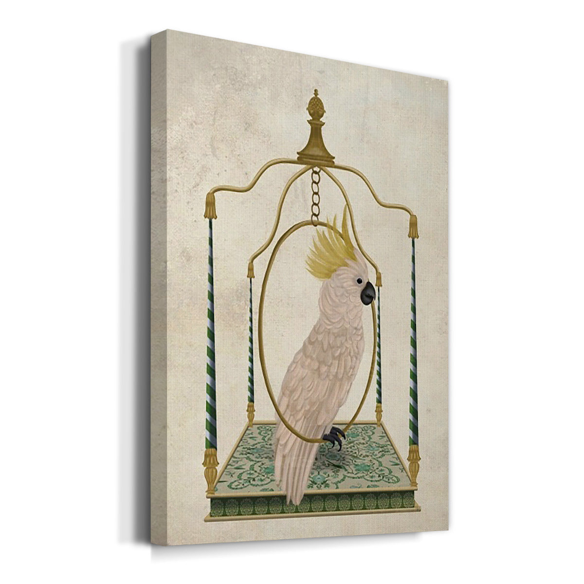 White Cockatoo on Swing Premium Gallery Wrapped Canvas - Ready to Hang