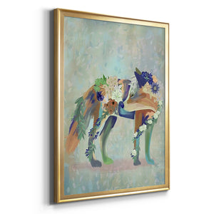 Fantastic Florals Fox, Standing Premium Framed Print - Ready to Hang