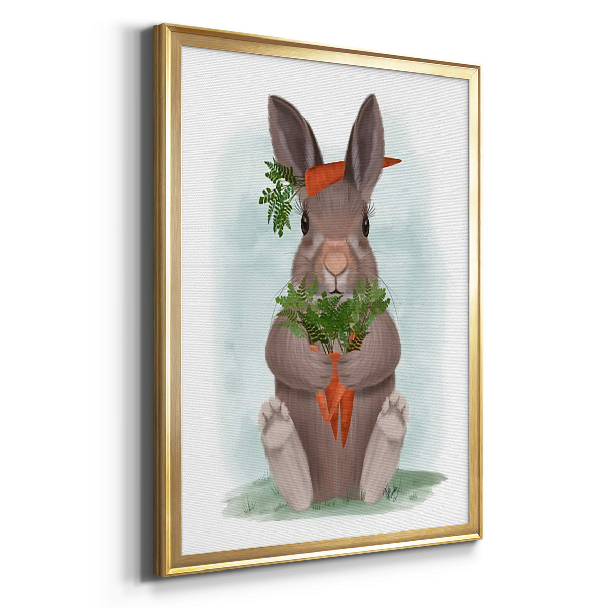 Rabbit Carrot Hug Premium Framed Print - Ready to Hang