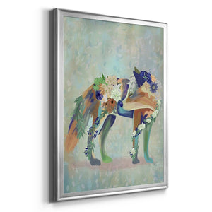 Fantastic Florals Fox, Standing Premium Framed Print - Ready to Hang