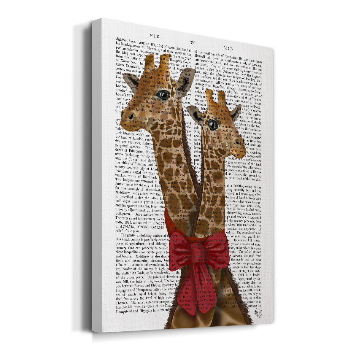 Giraffes and Bow Premium Gallery Wrapped Canvas - Ready to Hang