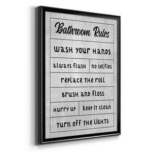 Simple Bathroom Rules Premium Framed Print - Ready to Hang