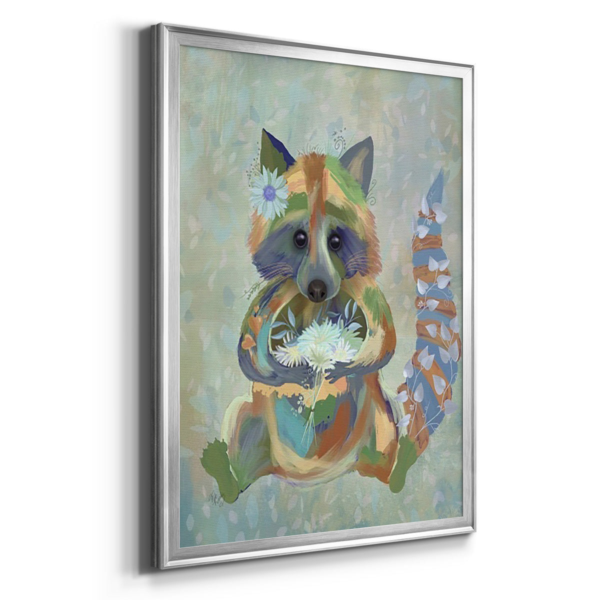 Fantastic Florals Raccoon Premium Framed Print - Ready to Hang