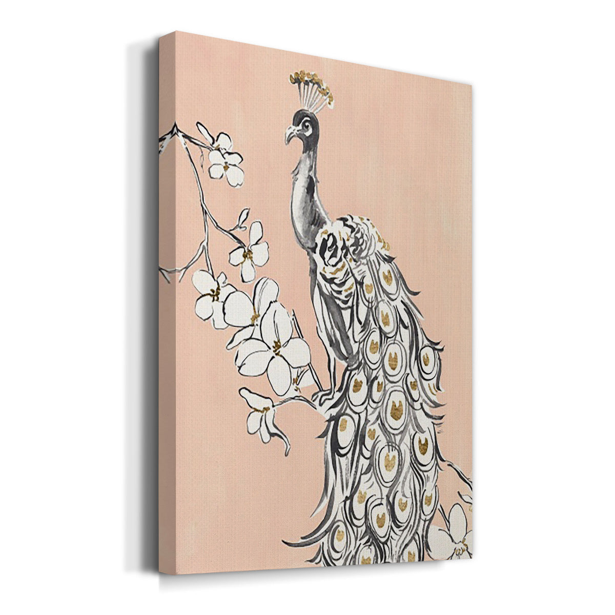 Peacock in Gold II Premium Gallery Wrapped Canvas - Ready to Hang
