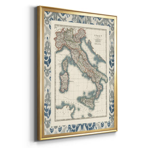 Bordered Map of Italy Premium Framed Print - Ready to Hang