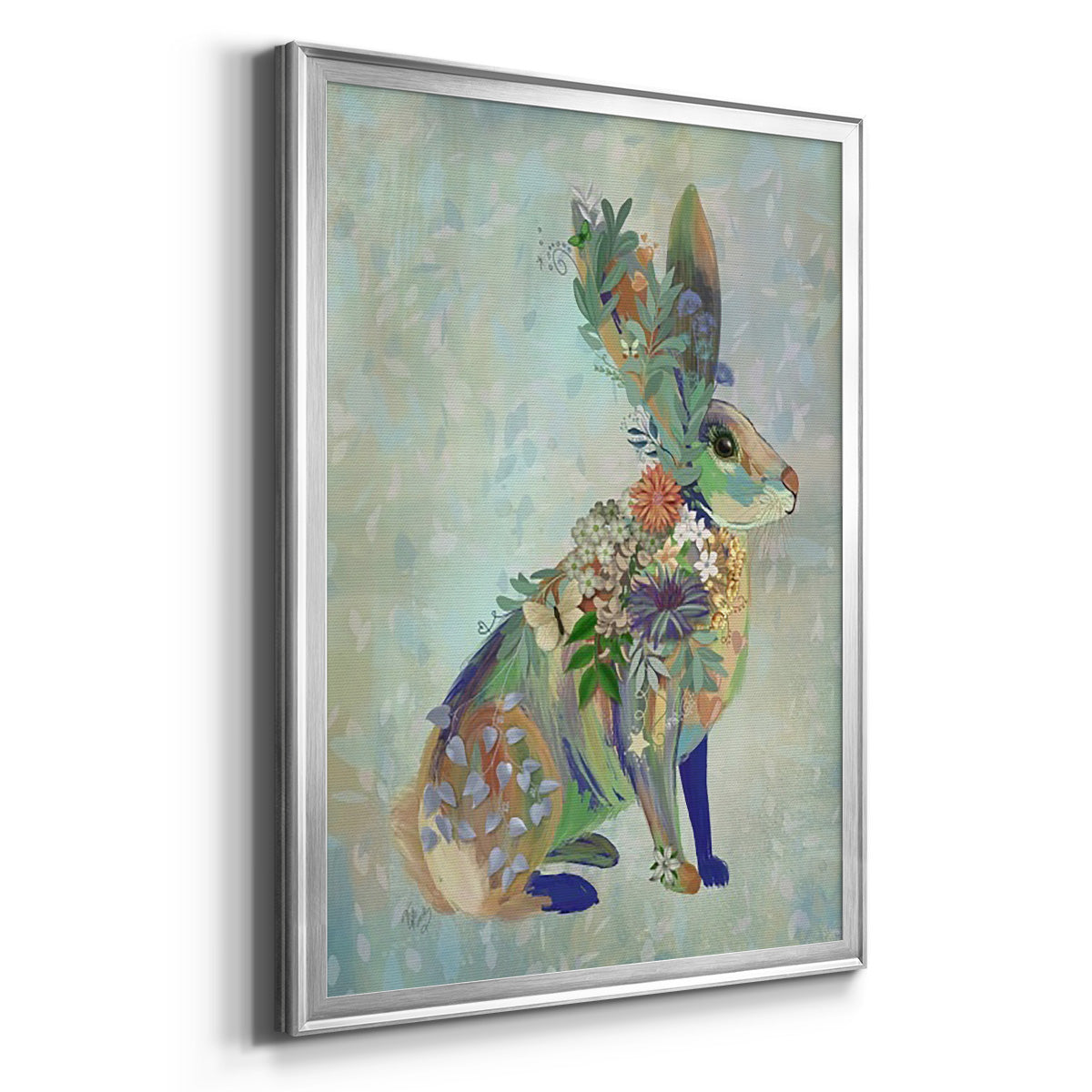 Fantastic Florals Hare, Sitting Premium Framed Print - Ready to Hang