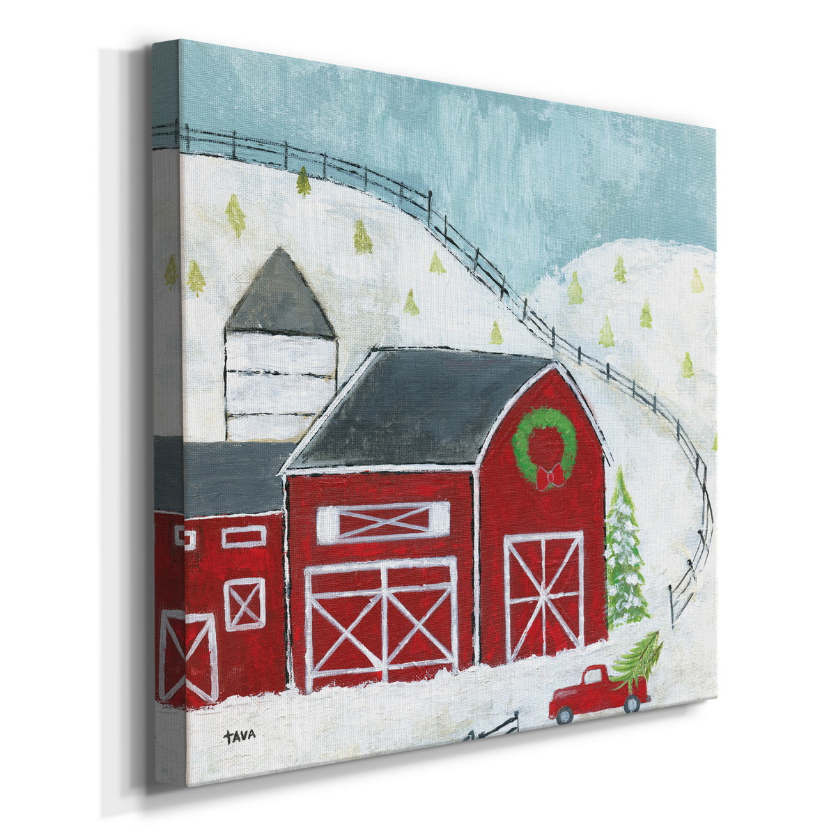 Christmas Barn-Premium Gallery Wrapped Canvas - Ready to Hang