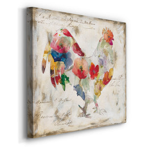 Flowered Rooster - Canvas Art Print
