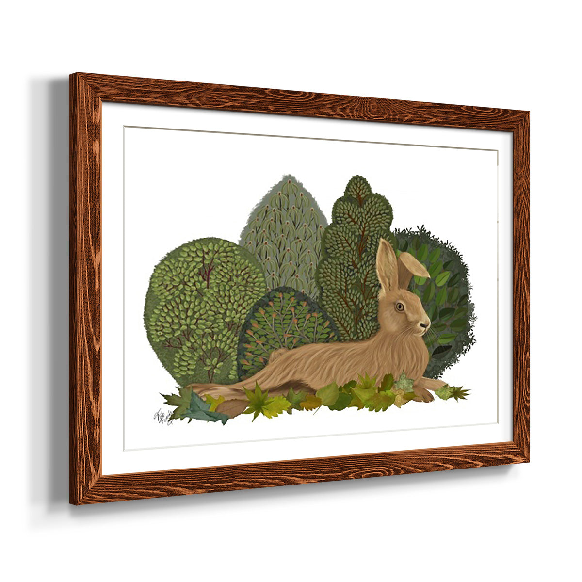 Hare Reclining in Leaves-Premium Framed Print - Ready to Hang