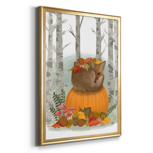 Fox Curled on Pumpkin Premium Framed Print - Ready to Hang
