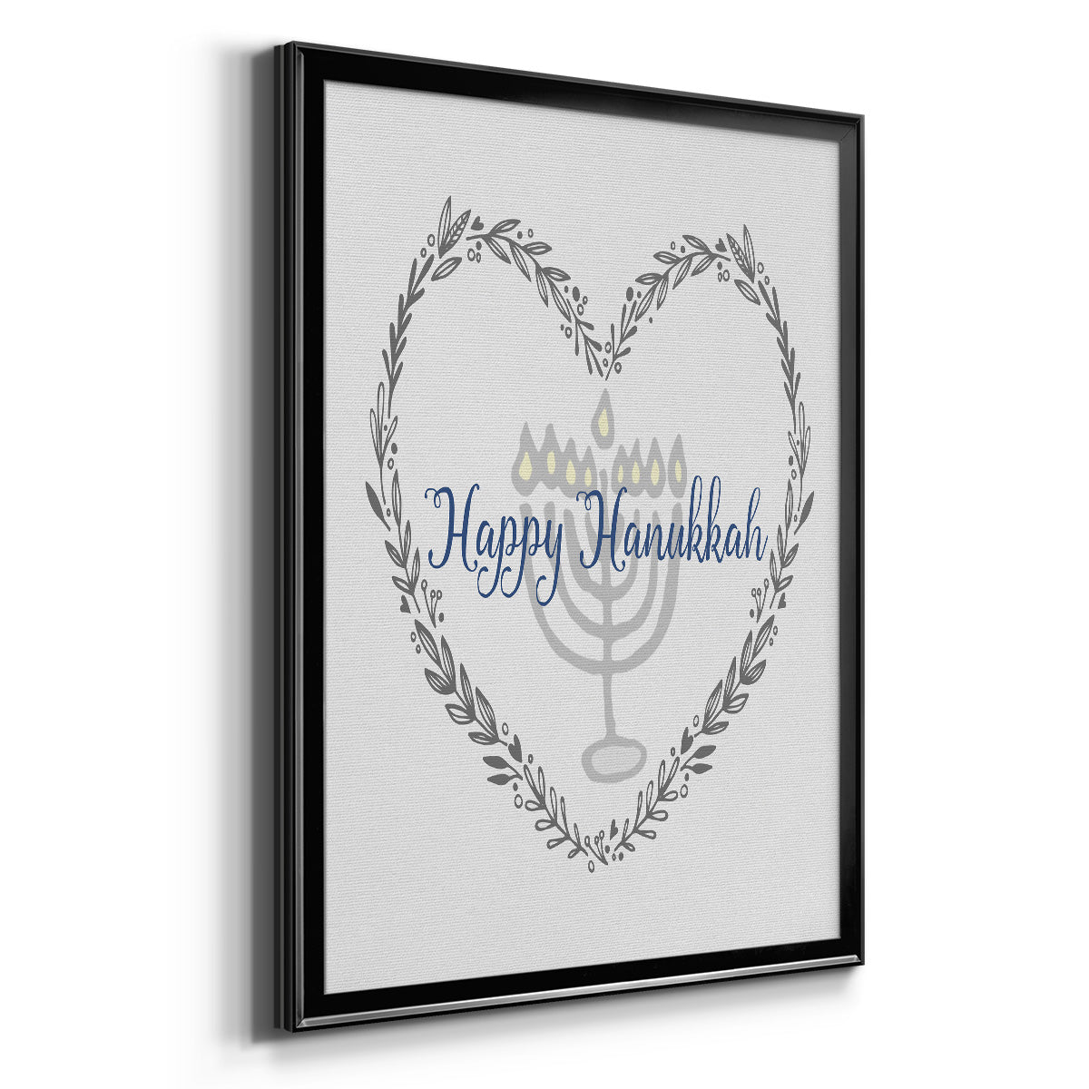 Hanukkah Heart Premium Framed Print - Ready to Hang