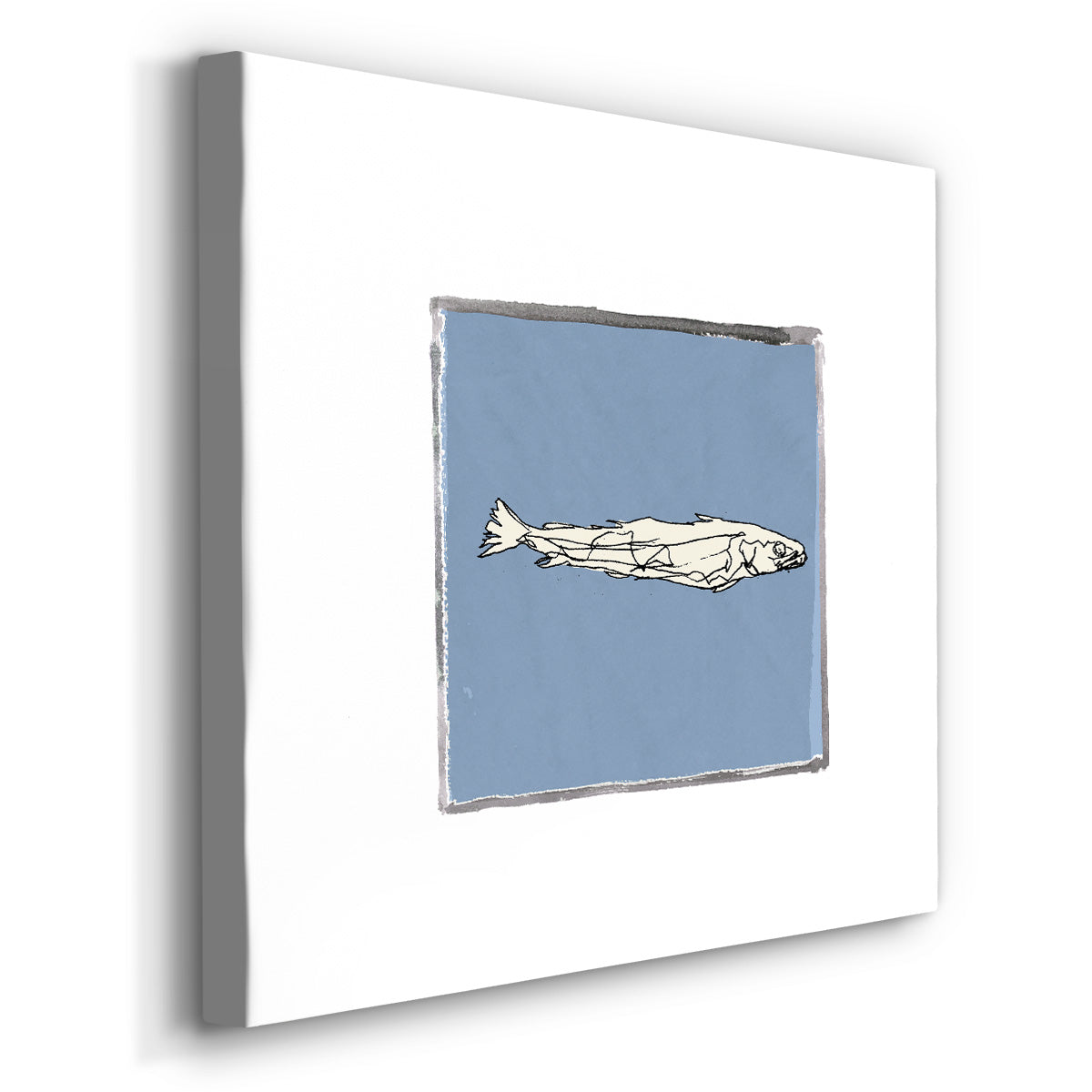 Block Print Fish I-Premium Gallery Wrapped Canvas - Ready to Hang