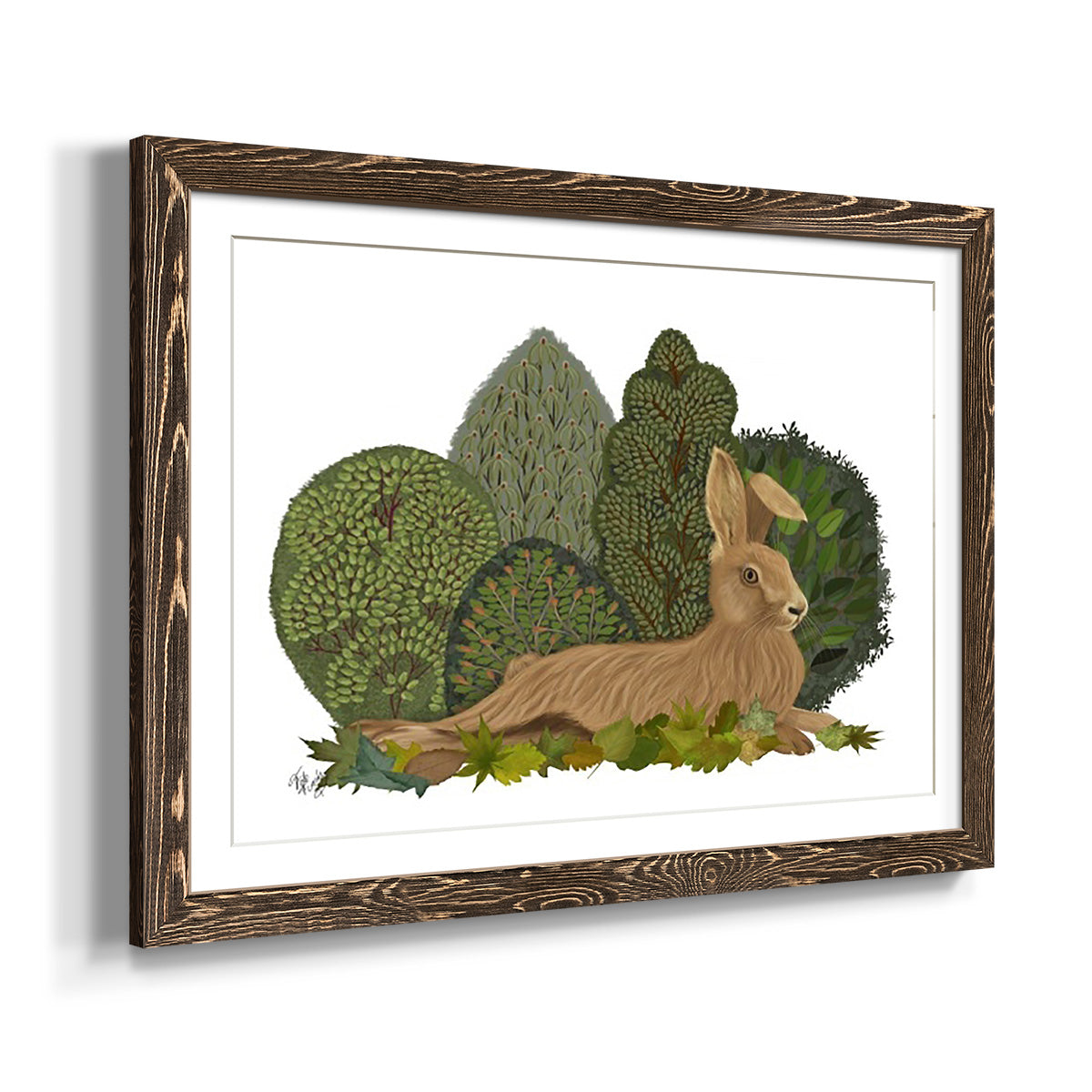 Hare Reclining in Leaves-Premium Framed Print - Ready to Hang