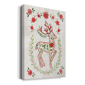 Christmas Folk Reindeer Premium Gallery Wrapped Canvas - Ready to Hang