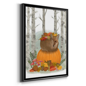 Fox Curled on Pumpkin Premium Framed Print - Ready to Hang