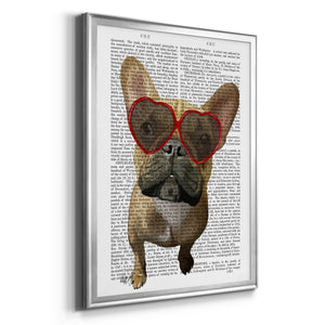 French Bulldog and Heart Glasses Premium Framed Print - Ready to Hang