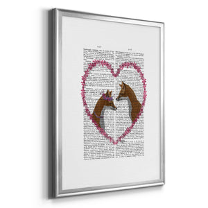 Foxes in Pink Heart Premium Framed Print - Ready to Hang