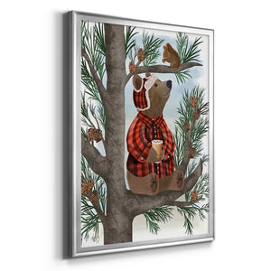 Lumberjack Bear Pine Tree Coffee Break Premium Framed Print - Ready to Hang