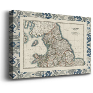 Bordered Map of England & Wales Premium Gallery Wrapped Canvas - Ready to Hang