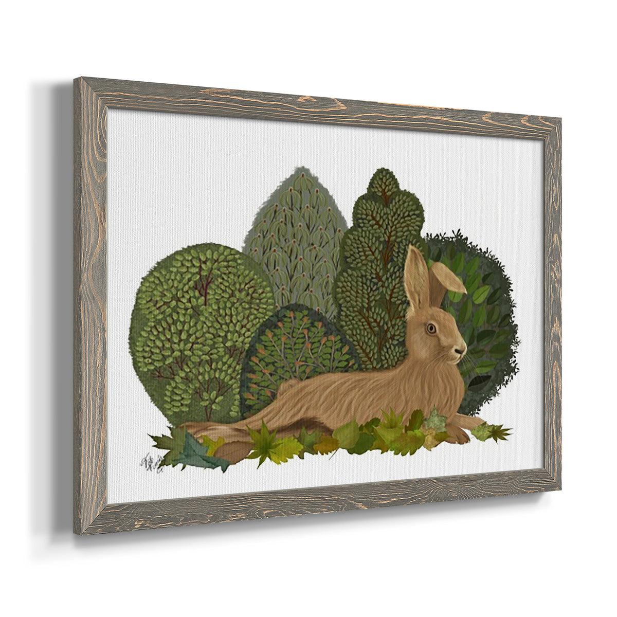 Hare Reclining in Leaves-Premium Framed Canvas - Ready to Hang