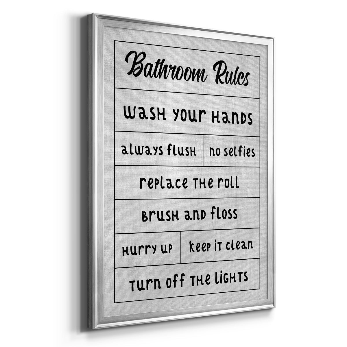 Simple Bathroom Rules Premium Framed Print - Ready to Hang