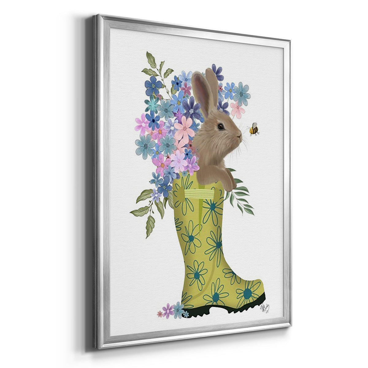 Welly Bunny And Bee Premium Framed Print - Ready to Hang