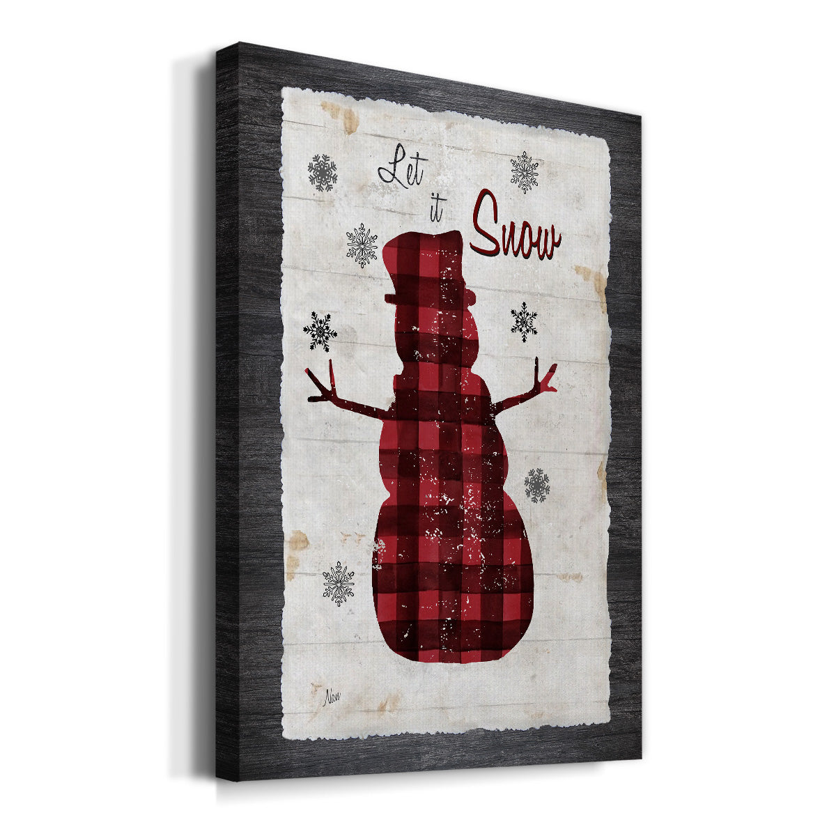 Checkered Snowman I Premium Gallery Wrapped Canvas - Ready to Hang
