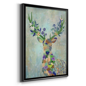 Fantastic Florals Deer, Portrait Premium Framed Print - Ready to Hang