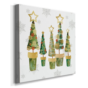 Golden Christams Trees-Premium Gallery Wrapped Canvas - Ready to Hang