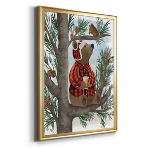 Lumberjack Bear Pine Tree Coffee Break Premium Framed Print - Ready to Hang