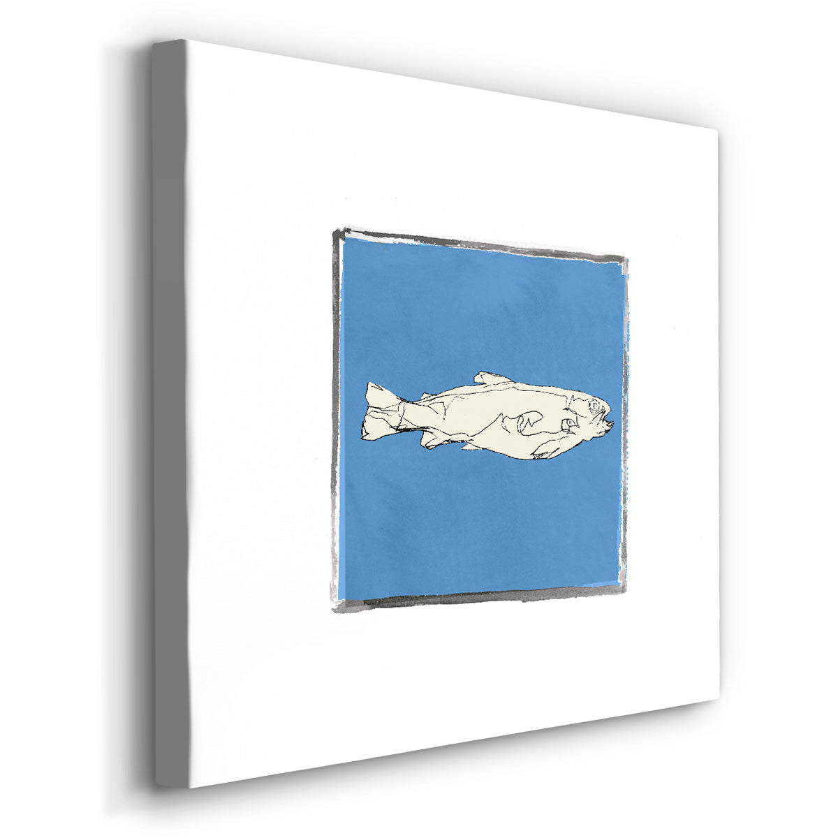 Block Print Fish IX-Premium Gallery Wrapped Canvas - Ready to Hang