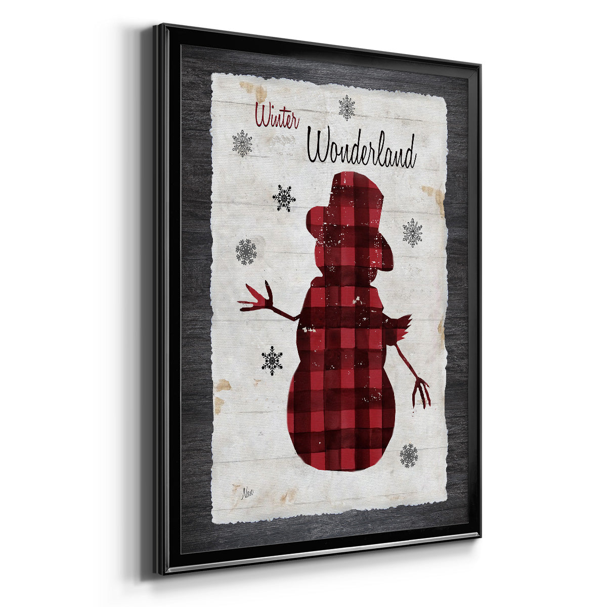 Checkered Snowman II Premium Framed Print - Ready to Hang