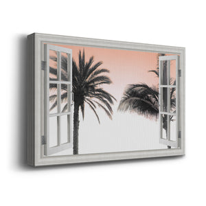 Pink Palm Window - Canvas Art Print