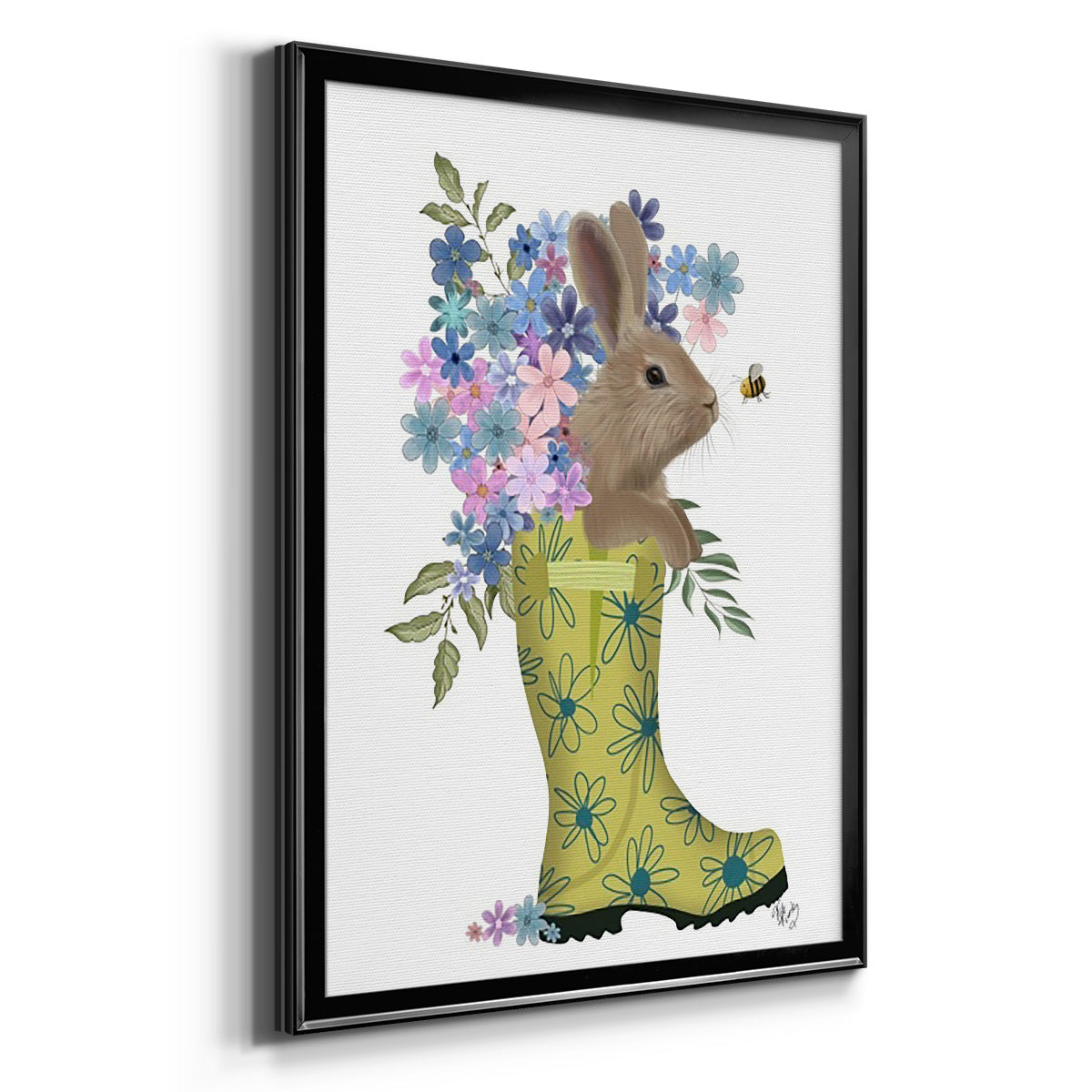 Welly Bunny And Bee Premium Framed Print - Ready to Hang