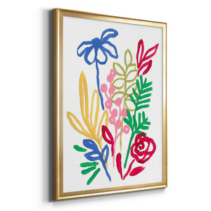 Bold Brushstroke Blooms I Premium Framed Print - Ready to Hang
