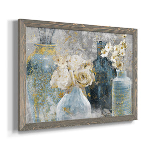 Vessels and Blooms Blues-Premium Framed Canvas - Ready to Hang