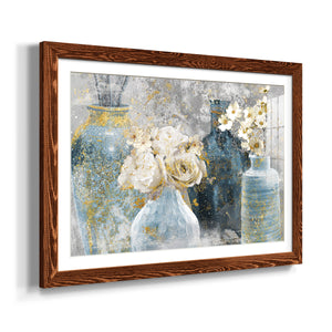Vessels and Blooms Blues-Premium Framed Print - Ready to Hang