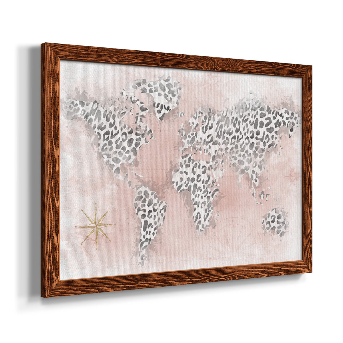 Pink Cheetah Map-Premium Framed Canvas - Ready to Hang