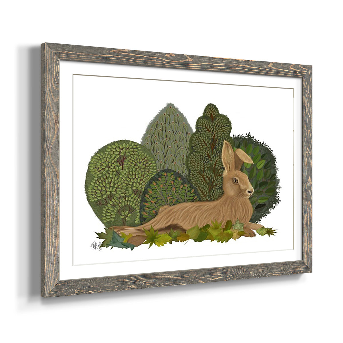 Hare Reclining in Leaves-Premium Framed Print - Ready to Hang