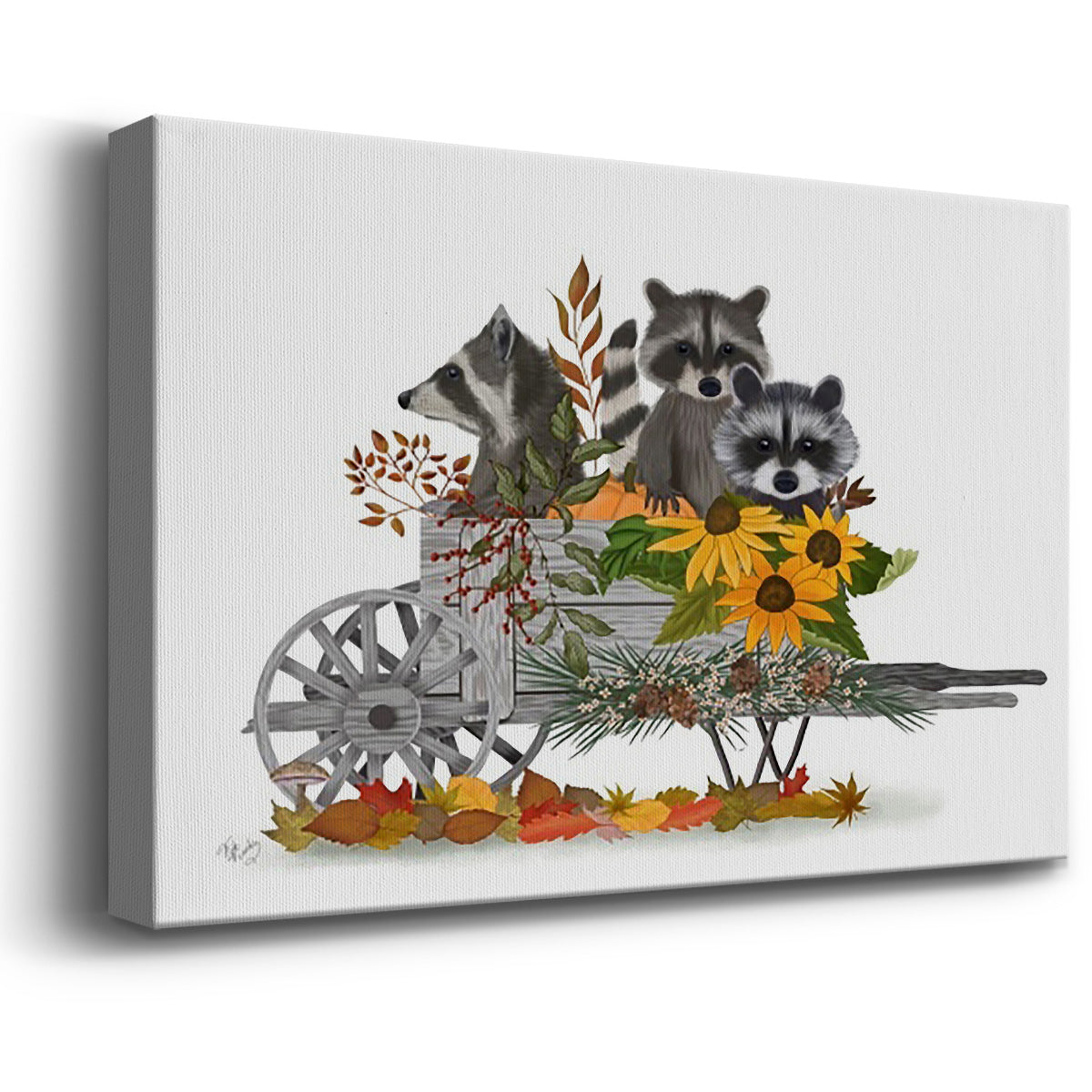 Raccoon Wheelbarrow Premium Gallery Wrapped Canvas - Ready to Hang