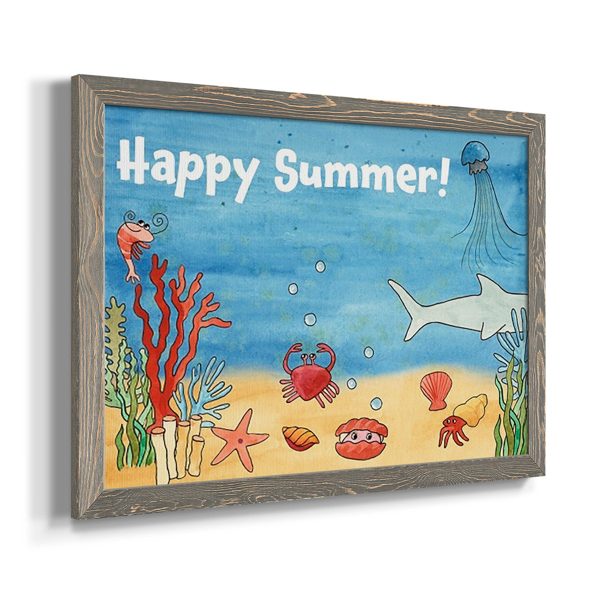 Cute Sea Creatures I-Premium Framed Canvas - Ready to Hang