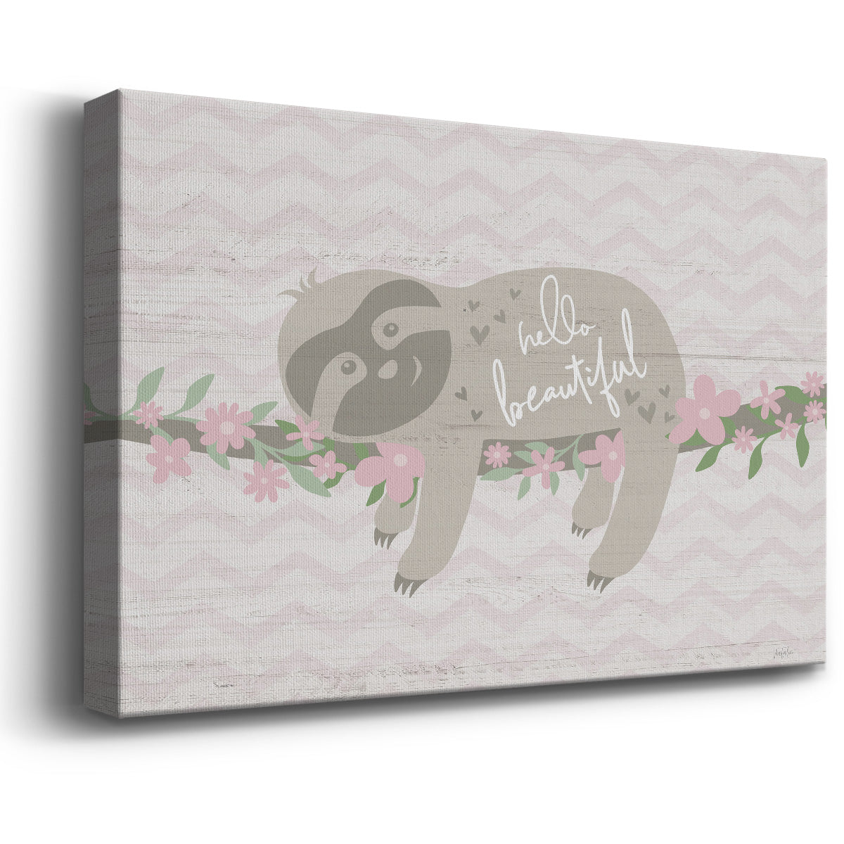 Floral Sloth Premium Gallery Wrapped Canvas - Ready to Hang