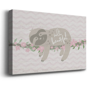 Floral Sloth Premium Gallery Wrapped Canvas - Ready to Hang